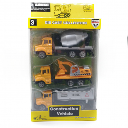 Masinute - Set 3 masini utilitare Vision, Construction Vehicle, metal