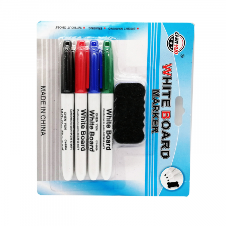 Markere - Set 4 Markere Whiteboard Vision, plus burete, rosu, verde, negru si albastru