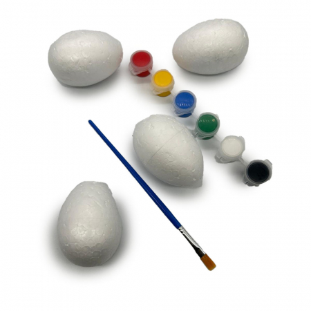 Paste - Set 4 oua de Paste polistiren pentru pictat cu acuarele si pensula, 5x7 cm, Vision XXI