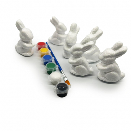 Set 6 iepurasi de Paste polistiren pentru pictat cu acuarele si pensula, 5x7 cm, Vision XXI [0]