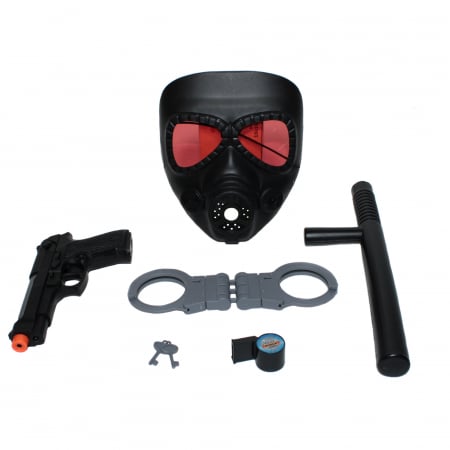 Set accesorii de politie Vision; cu pistol, vesta, catuse, fluier, masca si baston [1]