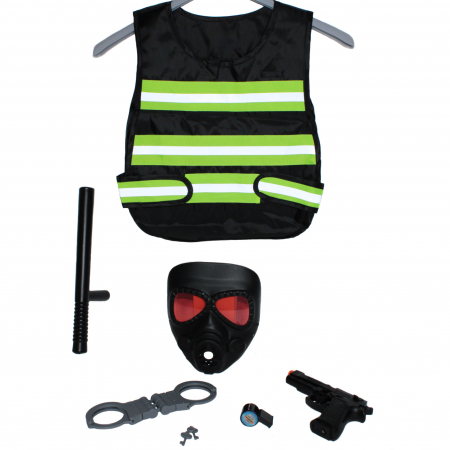 Set accesorii de politie Vision; cu pistol, vesta, catuse, fluier, masca si baston [3]