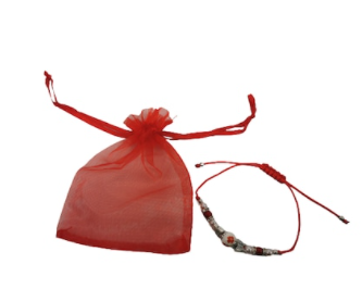 Cadouri - Set Bratara de Martisor cu pietre si simboluri de primavara si Saculet Organza rosu, Vision®