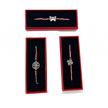 Set de 3 Bratari Martisor, ArtDeluxe, Argintii, in Cutie de Carton Rosie cu Catifea Neagra, VisionXXI [5]