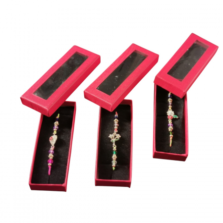 Set de 3 Bratari Martisor, ArtDeluxe, Aurii cu Pietre si Cristale, in Cutie de Carton Rosie cu Catifea Neagra, VisionXXI [3]