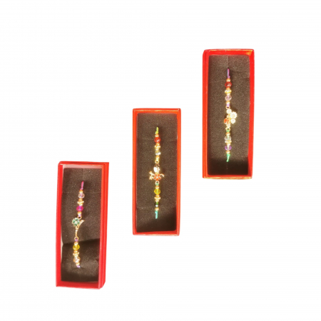 Set de 3 Bratari Martisor, ArtDeluxe, Aurii cu Pietre si Cristale, in Cutie de Carton Rosie cu Catifea Neagra, VisionXXI [1]