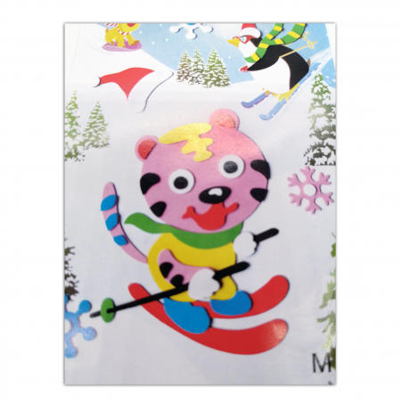 Set de creatie pentru copii Vision- Tablou din carton buretat autocolant, "Iarna la ski" [3]