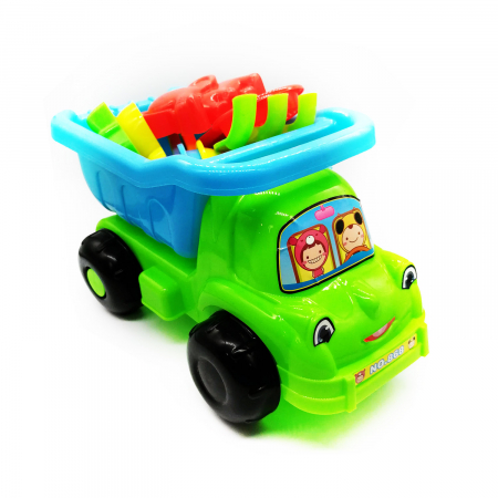 Jucarii pentru plaja si nisip - Set de joaca in nisip, Camion cu unelte si forme, 5 piese, 24cm, VisionXXI