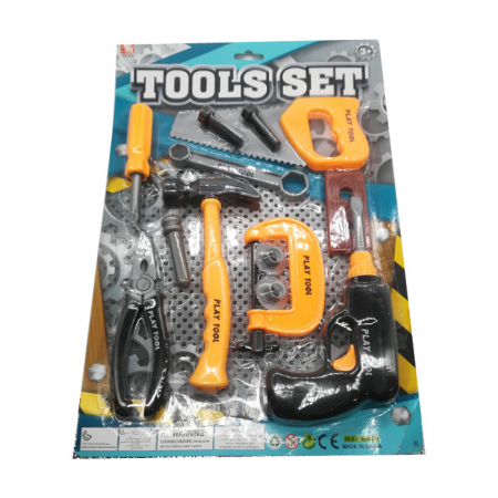 Jucarii si jocuri pentru copii - Set de joaca unelte si accesorii Vision, autofiletanta, fierastrau, patent, ciocan, surubelnita