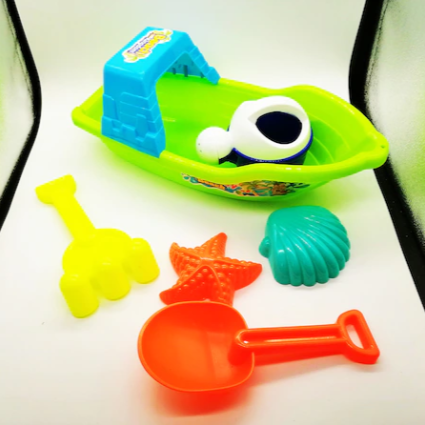 Set nisip 5 piese, Vaporas 35 cm,, lopatele si forme de nisip, verde, Vision® [2]