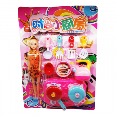 Papusi - Set papusa, Vision "Kitchen Toy", cu accesorii de bucatarie