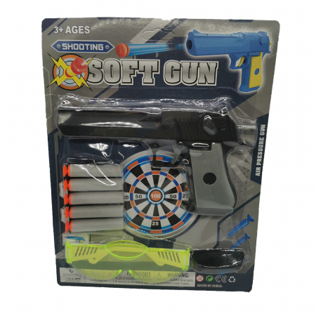 Arme de jucarie - Set pistol cu gloante de burete, ochelari si tinta, VisionXXI