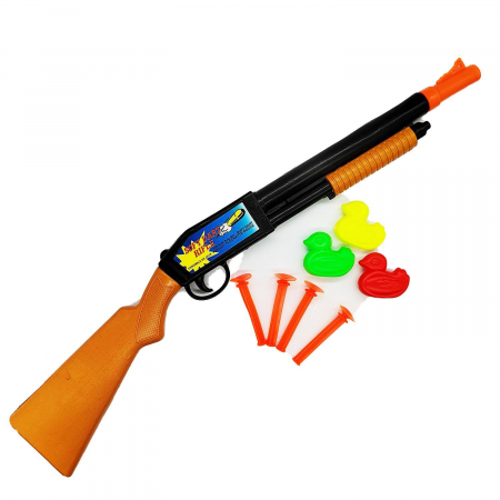 Arme de jucarie - Set Pistol cu gloante de burete si ventuza, Doua tinte miscatoare, Galben, 16cm, VisionXXI