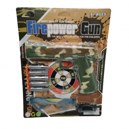 Arme de jucarie - Set Pistol FirePower cu gloante ventuza si ochelari de protectie, 10 piese, VisionXXI