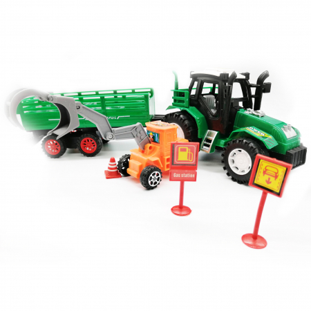 Set tractor cu remorca Vision, utilaj de constructii cu accesorii, 6 piese [3]
