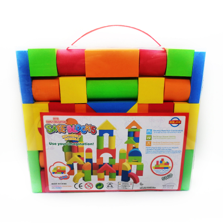 Cuburi si caramizi - Set Vision de construit,  contine 38 de cuburi buretati multicolori