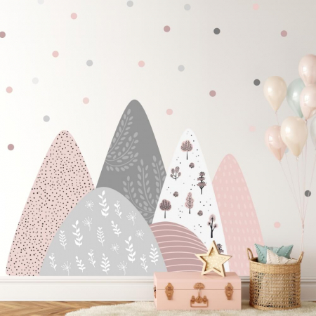 Wallpaper - Stickere pentru Perete pentru Fete - Dealuri Pline de Plante
