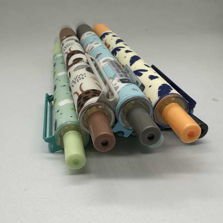 Stilou de plastic cu mecanism si penita ascunsa, 5039M, cu radiera si cerneala termosensibila, Nature, cartus de 5cm, Grip ergonomic, caise, Vision XXI [2]