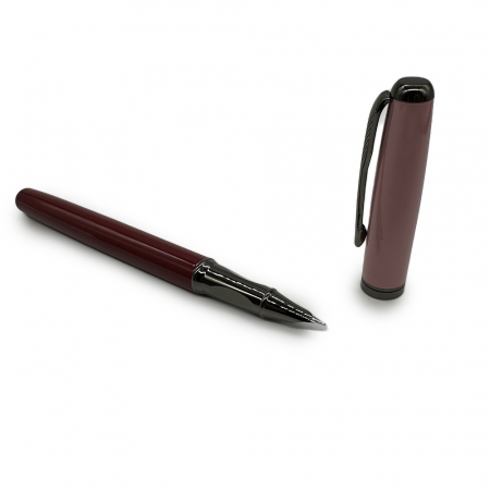 Papetarie - articole scolare - Stilou Metalic cu Penita ascunsa 023A, Robust si Elegant, Incarcare duala patron sau rezervor, Grip ergonomic din metal, Bordo Lucios, Vision XXI