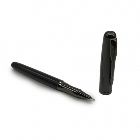 Stilou Metalic cu Penita ascunsa 023A, Robust si Elegant, Incarcare duala patron sau rezervor, Grip ergonomic din metal, Gri Lucios, Vision XXI [1]