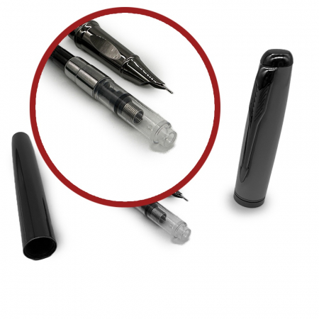 Stilou Metalic cu Penita ascunsa 023A, Robust si Elegant, Incarcare duala patron sau rezervor, Grip ergonomic din metal, Verde Lucios, Vision XXI [3]