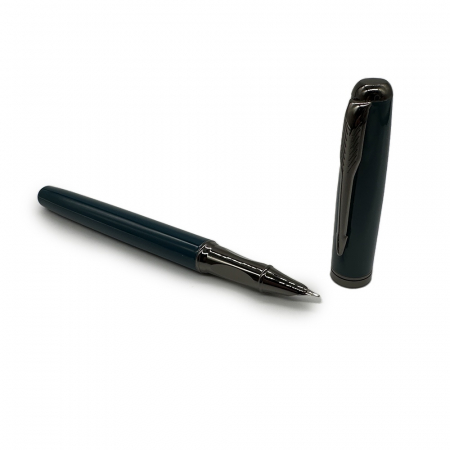 Papetarie - articole scolare - Stilou Metalic cu Penita ascunsa 023A, Robust si Elegant, Incarcare duala patron sau rezervor, Grip ergonomic din metal, Verde inchis, Vision XXI