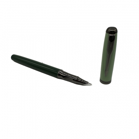 Papetarie - articole scolare - Stilou Metalic cu Penita ascunsa 023A, Robust si Elegant, Incarcare duala patron sau rezervor, Grip ergonomic din metal, Verde Lucios, Vision XXI