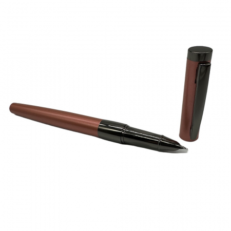 Papetarie - articole scolare - Stilou Metalic cu Penita ascunsa 8007, Robust si Elegant, Incarcare duala patron sau rezervor, Grip ergonomic din metal, Roz Satinat, Vision XXI