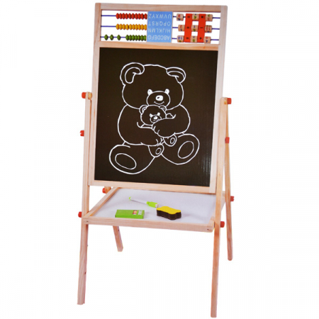 Seturi pictura si desen - Tablita lemn Vision, alb-negru, 66 cm cu suport si accesorii