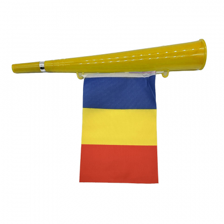 Vuvuzela cu Steag Tricolor "Hai Romania", 36cm, Euro 2024, galben, VisionXXI [1]