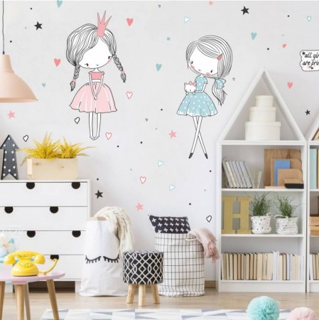 Wallpaper - Zâne INSPIO, autocolante în culoarea mentei și roz pudrat