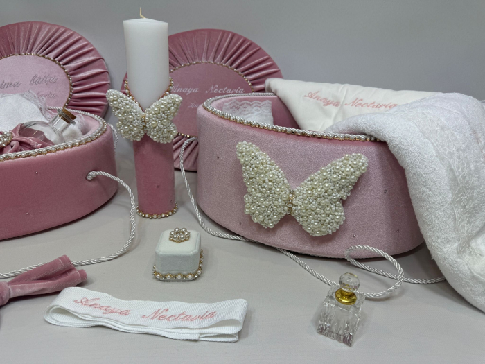 Set trusou botez cu lumanare+ Set prima baita Glamour [2]