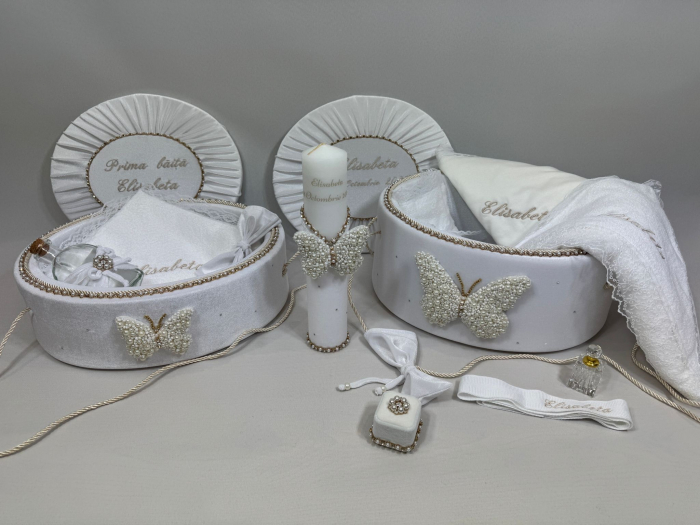 Set trusou botez cu lumanare+ Set prima baita Glamour [2]