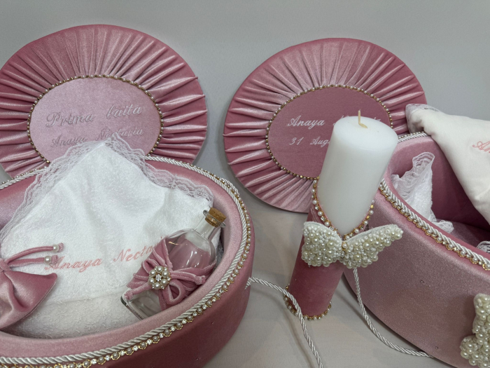 Set trusou botez cu lumanare+ Set prima baita Glamour [3]