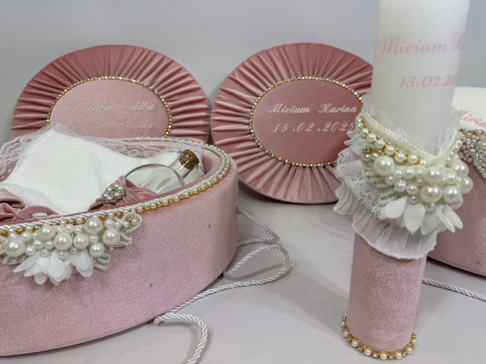 Set trusou botez cu lumanare+ Set prima baita Glamour [3]