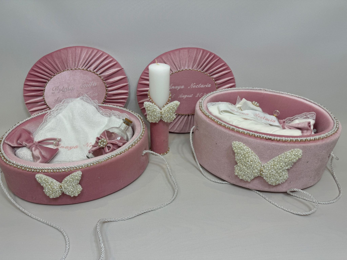Set trusou botez cu lumanare+ Set prima baita Glamour [6]