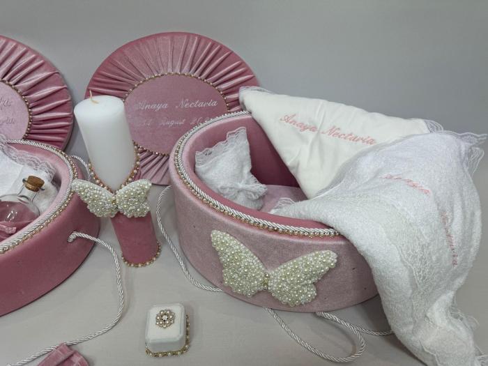 Set trusou botez cu lumanare+ Set prima baita Glamour [5]