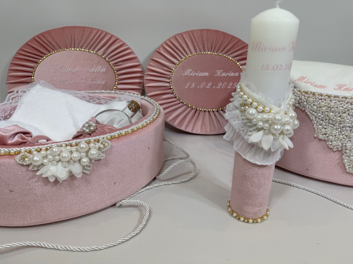 Set trusou botez cu lumanare+ Set prima baita Glamour [4]