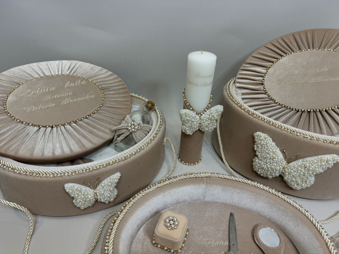 Set trusou botez cu lumanare + Set prima baita + tavita taierea motului Glamour [8]