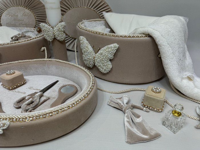Set trusou botez cu lumanare + Set prima baita + tavita taierea motului Glamour [5]