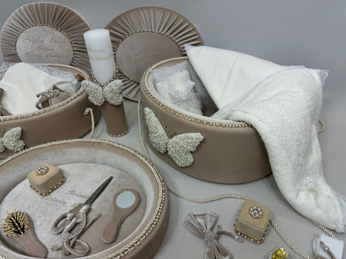 Set trusou botez cu lumanare + Set prima baita + tavita taierea motului Glamour [4]