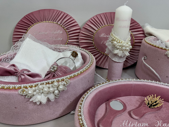 Set trusou botez cu lumanare + Set prima baita + tavita taierea motului Glamour [4]