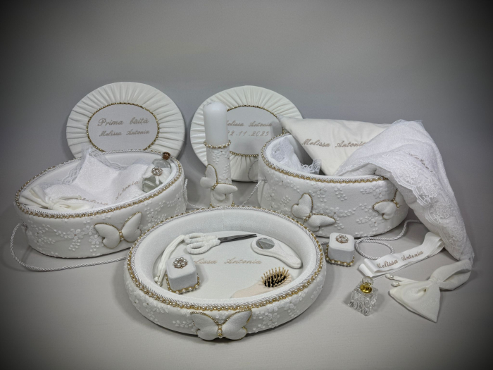 Set trusou botez cu lumanare + Set prima baita + tavita taierea motului Glamour [2]