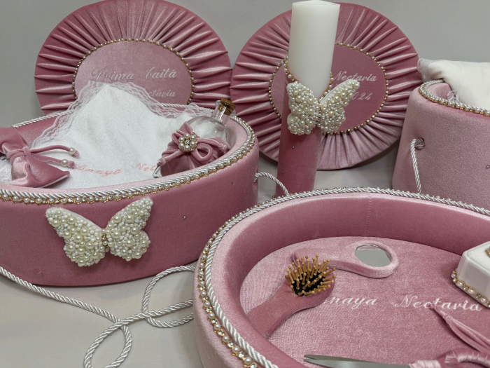 Set trusou botez cu lumanare + Set prima baita + tavita taierea motului Glamour [8]