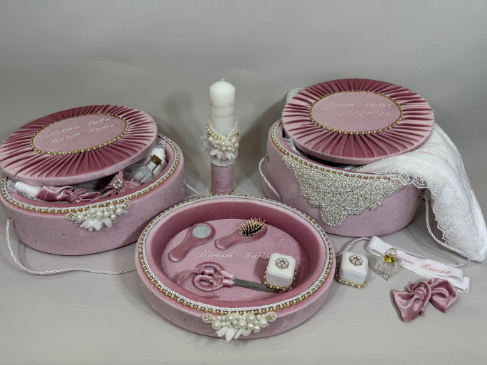 Set trusou botez cu lumanare + Set prima baita + tavita taierea motului Glamour [5]