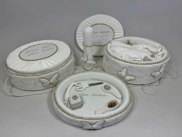 Set trusou botez cu lumanare + Set prima baita + tavita taierea motului Glamour [8]