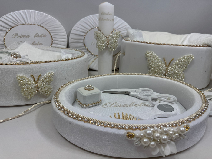 Set trusou botez cu lumanare + Set prima baita + tavita taierea motului Glamour [2]