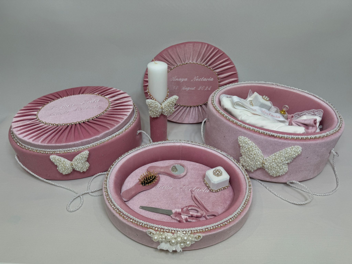 Set trusou botez cu lumanare + Set prima baita + tavita taierea motului Glamour [2]