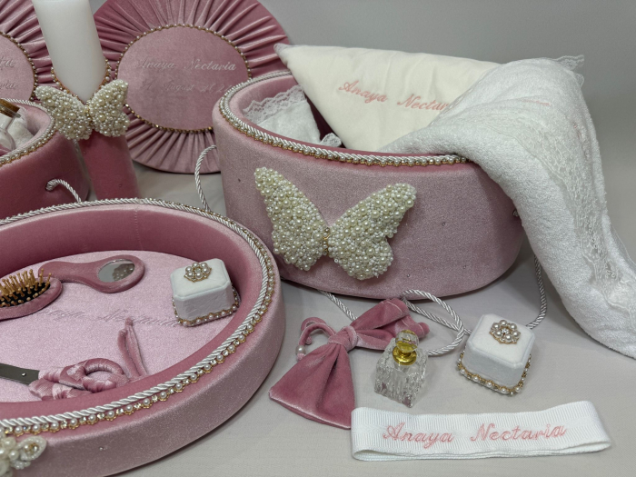Set trusou botez cu lumanare + Set prima baita + tavita taierea motului Glamour [4]