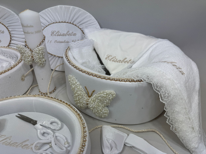 Set trusou botez cu lumanare + Set prima baita + tavita taierea motului Glamour [5]